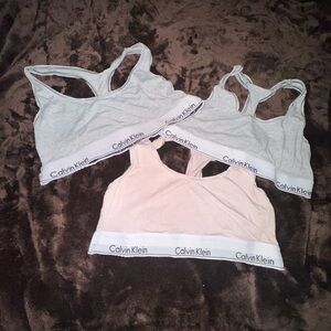 LOT of 3 Calvin Klein Bralettes - Gray and Light Pink